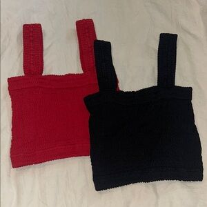 Red and Black Cropped Tops